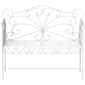 Outsunny Banc de Jardin Parc Banquette Bank Mobilier de Jardin 2 Places en Métal Blanc pas cher