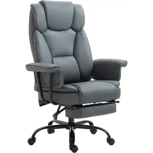 Vinsetto Chaise de Bureau Fauteuil de Direction 360° Pivotant Réglable en Hauteur avec Appui-tête, Repose-Pieds Cuir Synthétique 68x80x120 126cm pas cher