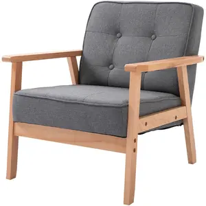 HOMCOM Fauteuil Monoplace Fauteuil de Salon en Tissu avec Accoudoirs C...