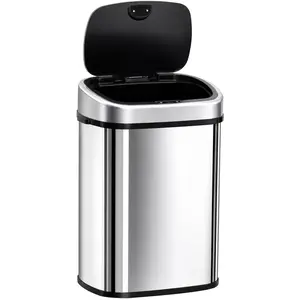 HOMCOM Poubelle Automatique avec Capteur Infrarouge 58L Argent L40,9 x P28,9 x H68 cm pas cher