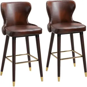 HOMCOM Lot de 2 tabourets de bar avec repose-pieds, tabouret de bar av... pas cher