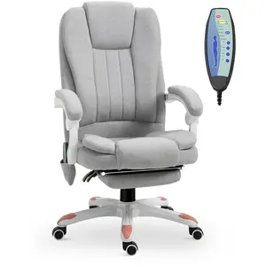 Fauteuil de Massage Vinsetto, Fauteuil de Bureau, Chaise de Jeu, Polyester, Mousse, Nylon, Gris, 66 x 63 x 107-115 cm pas cher