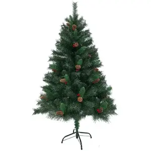 SVITA Sapin de Noël artificiel avec pommes de pin et baies avec suppor... pas cher