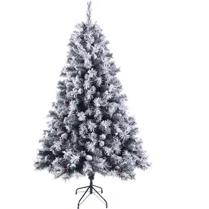 Sapin de Noël neige artificielle, pommes de pin, baies 180cm - Svita pas cher