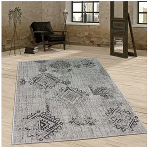 Comparateur de prix : PACO HOME Tapis D'Intérieur Et D'Extérieur Vintage Design Motif Losanges Tissé À Plat Gris [60x100 cm]