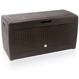 Comparateur de prix : Casaria Coffre de Rangement Aspect osier Brun Malle 310 litres Stockage Coussins avec roulettes Extérieur Jardin