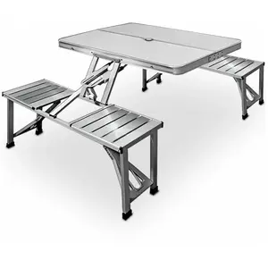 Deuba Table de pique-nique portable - Aluminium - Malette - emplacement parasol