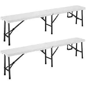 Casaria DEUBA® 2x Bancs pliants en plastique 180cm Banc de camping pli... pas cher
