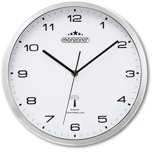 Deuba Horloge radio pilotée Ø 31cm changement heure automatique - Blanc / Argent