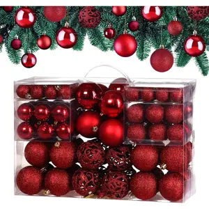 Comparateur de prix : Deuba Lot de 100 boules de Noël en plastique robuste Décoration de Noël intérieur extérieur Décoration pour sapin Rouge