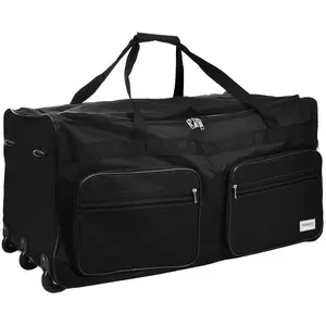 Monzana Sac De Voyage XXL Noir à roulettes trolley 160L sac de sport p... pas cher