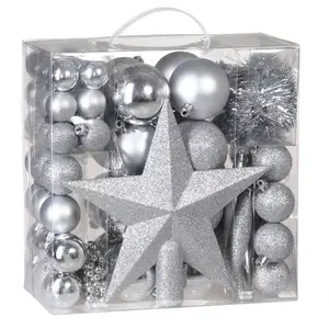 deuba Lot de 77 boules et décorations de Noël intérieur décoration sapin Boules pour sapin étoilesVendu pardeubaxxl