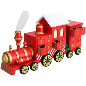 Comparateur de prix : Merkloos / Sans marque Spielwerk® Calendrier de l'Avent réutilisable 'Locomotive' en bois 24 tiroirs à remplir individuel Noël décoration fêtes