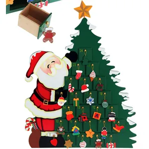 Comparateur de prix : Merkloos / Sans marque Spielwerk® Calendrier de l'Avent réutilisable 'Père Noël' en bois 24 tiroirs à remplir individuel Noël décoration fêtes