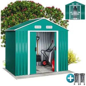 Deuba GARDEBRUK Abri de jardin en métal vert XL 196x132x188cm cabane de jard... pas cher