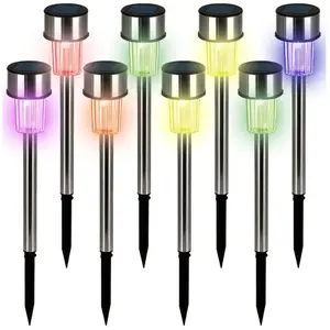 Comparateur de prix : Lampes solaires de Jardin Lot de 8 lumières solaires led acier inoxyda...
