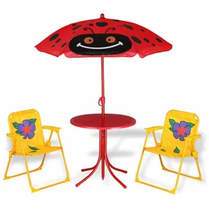 Comparateur de prix : Merkloos / Sans marque Ensemble 2 Chaises et 1 Table pour enfant avec parasol ajustable camping extérieur terrasse balcon