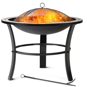 Comparateur de prix : Brasero rond Fuego DEUBA - Ø 76 cm - Acier laqué - Pierres mosaïque - ...