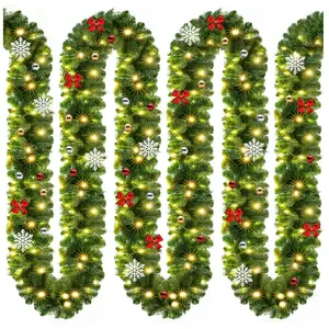 Casaria Guirlande de noël lumineuse 10m - 160 LED - sapin artificiel - avec déco - Décoration de noël Intérieur Extérieur