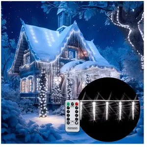 Monzana Guirlande lumineuse stalactites 80 LED Blanc Télécommande Minuterie 8 modes Illumination Extérieur décoration noël