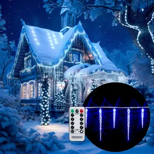 Comparateur de prix : monzana Guirlande lumineuse 40 LED 10,4 m bleu stalactite télécommande fonction timer classe de protection IP44 8 modes guirlande
