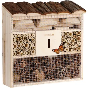 Comparateur de prix : CADOCA® Hôtel à insectes en Bois naturel 30,5x31 cm Cabane Maisonette ...