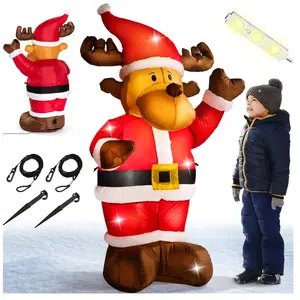 Monzana Renne de Père Noël gonflable Décoration de noël Intérieur Extérieur IP44 6 led 70x80x135cm pompe électrique incluse pas cher