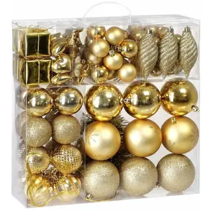 Comparateur de prix : deuba Lot de 103 boules de Noël or Décorations pour sapin en plastique robuste Décoration de Noël intérieur extérieur