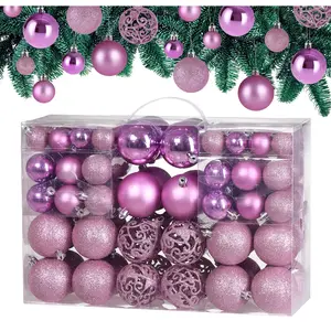 Comparateur de prix : Deuba Lot de 100 boules de Noël en plastique robuste Décoration de Noël intérieur extérieur Décoration pour sapin rose