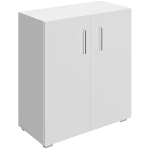 Comparateur de prix : Deuba Armoire avec portes 77 x 60 x 30 cm Meuble de rangement VELA blanc 2 niveaux pour salon bureau chambre