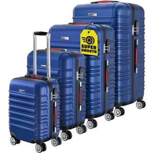 monzana Set de 4 valises rigides Bleu S/M/L/XL 4 Roues 360° Bagage poi... pas cher