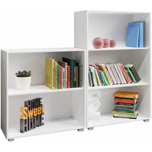 Comparateur de prix : Deuba Set d'étagères bibliothèque blanc VELA Meuble de rangement 2 niveaux 3 niveaux pour salon bureau chambre