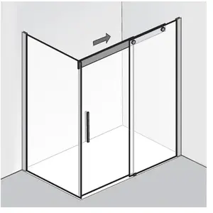 HSK K2P Porte coulissante, avec paroi latérale, 2140140-41-50#Re,