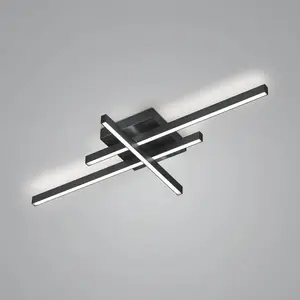 Knapstein Plafonnier LED Feli avec trois profilés, noirVendu parluminaire