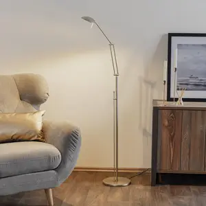 Knapstein Lampe sur pied LED Carl, couleur nickel, réglable, intensité variableVendu parluminaire