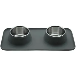Gamelle double Chien Bubimex Set de table avec gamelles acier 0,30... pas cher