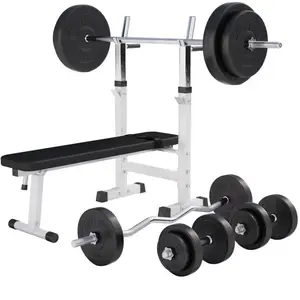 GORILLA SPORTS Banc de musculation simple avec set d'haltères de 97,5KG pas cher