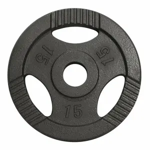 GORILLA SPORTS Poids olympiques en fonte avec poignees   51 mm   gris   poids   15 kg