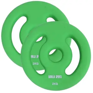 Comparateur de prix : GORILLA SPORTS Paire de disques a poignees neoprene   de 2 x 1 a 2 x 5 kg   poids   4 kg  2 x 2 kg
