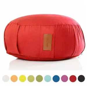 Gorilla Sports ® Coussin de Méditation Rond - Ø 30 cm, en 100% Coton Bio, Housse Lavable, Rembourrage d'épeautre, Hauteur d'Assise 18 cm, Couleurs au Choix - S'asseoir au Sol pour Yoga, Siege, MaisonVendu pargorilla-sports
