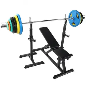 Banc multipositions avec support pour haltères longs et set d'haltère ... pas cher