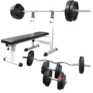 GORILLA SPORTS® Banc de Musculation - Set Haltères 100kg, Avec Support, Pliable, Réglable, Noir/Blanc - Banc d'Haltérophilie, Multifonction, pour Complet du Corps, Entraînement, Abdominaux, Fitness pas cher