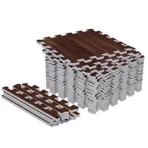 Comparateur de prix : Set de dalles de protection (30x30cm) Aspect bois foncé Gorilla Sports