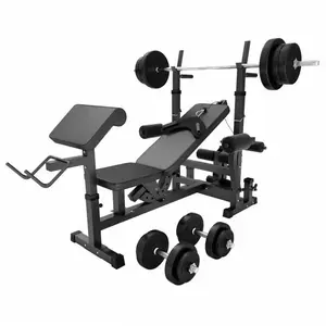 GORILLA SPORTS® Banc Musculation - Set Haltères 100kg, avec Support Barres d'Haltère, Butterfly - Banc d'Haltérophilie, Multifonction, Station, Gym (70kg Noir) pas cher