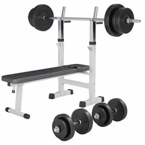 Banc de musculation pliable avec haltères et barres pas cher