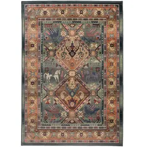 THEKO Tapis d'orient nomade tissé machine - Vert 120x180 cm pas cher