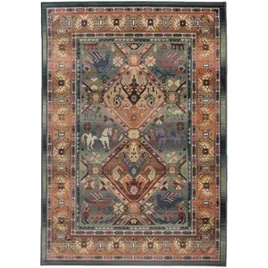 THEKO Tapis d'orient nomade tissé machine - Vert 90x160 cm pas cher