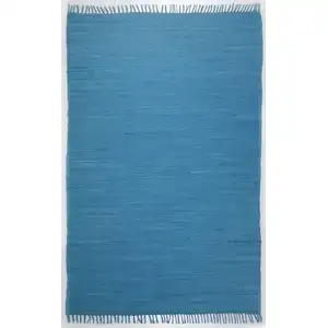 Theko Tapis réversible en coton - tissé à la main - Turquoise 40x60