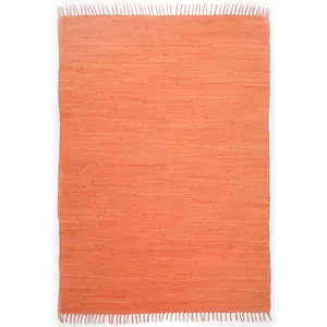 Theko Dhurry | Fleckerl | Tapis en tissu plat 100% coton tissé à la main, lavable, réversible | 40 x 60 cm | Terre cuite | Happy CottonVendu paramazon