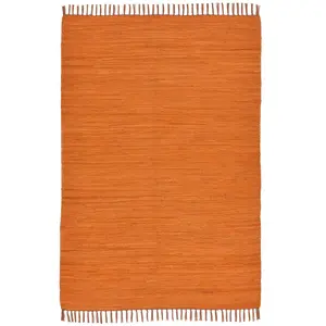 Theko Tapis réversible en coton - tissé à la main - terracotta 70x140 pas cher
